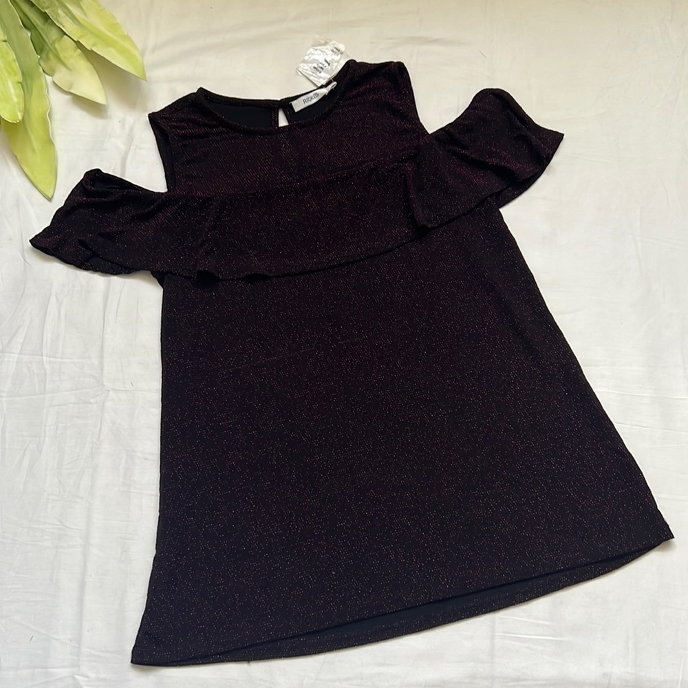 NWT Ricki’s Ruffle Cold Shoulder Blouse
